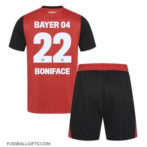 Bayer Leverkusen Victor Boniface #22 Fußballbekleidung Heimtrikot Kinder 2024-25 Kurzarm (+ kurze hosen)